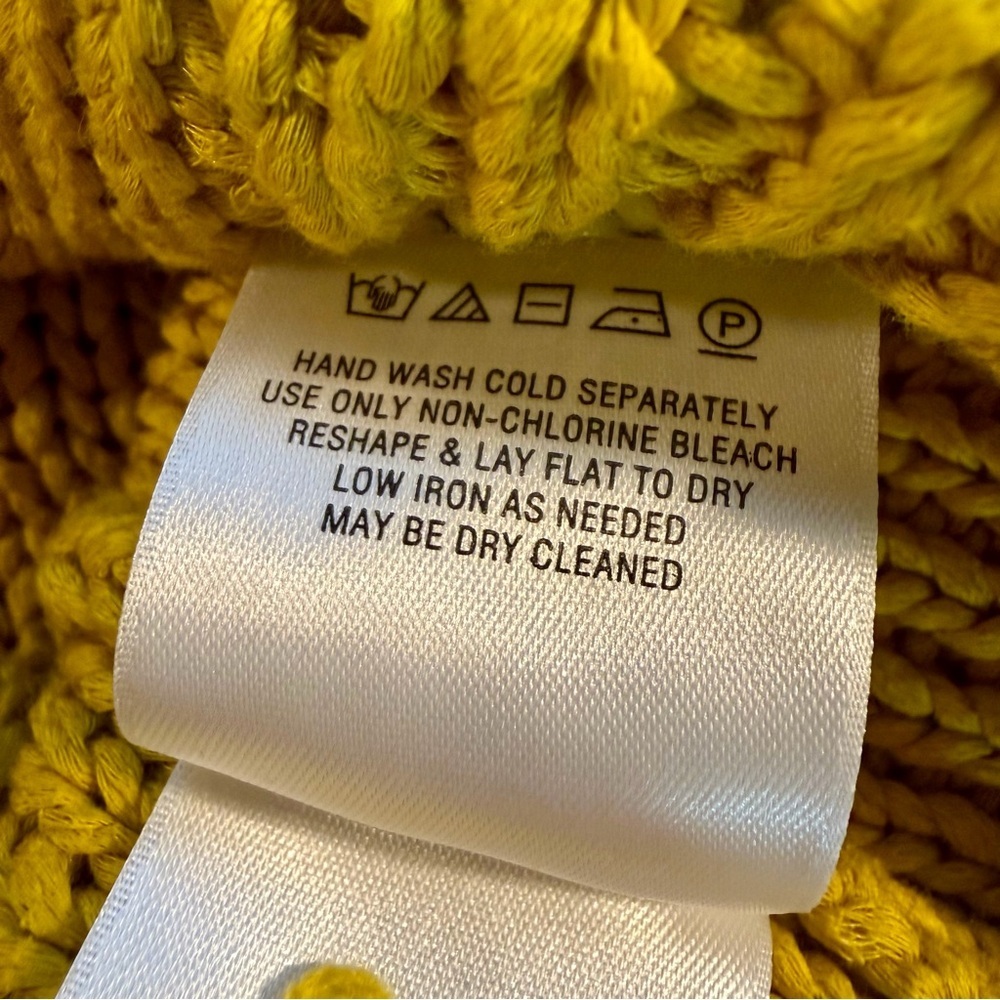 Anthropologie Mustard Yellow Ruffled Off-The-Shoulder Crocheted Sweater Size XS - Picture 12 of 16